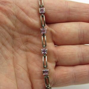 Sterling Silver Pink CZ Diamond Bracelet